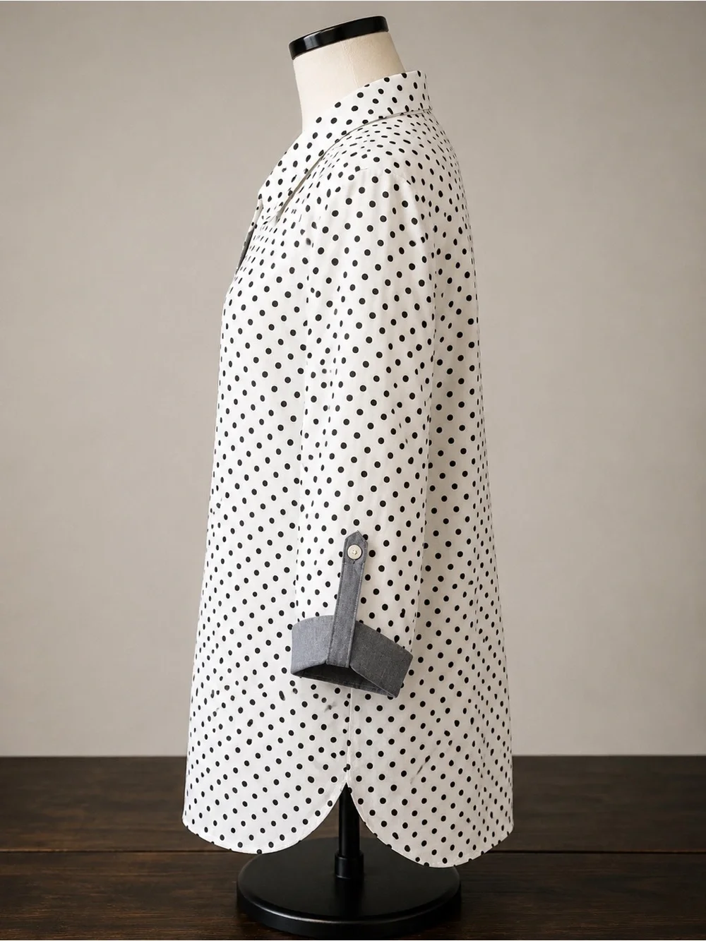 Tommy Hilfiger 3X Polka Dot Half Zip Cotton Tunic Top